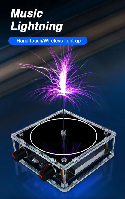 Music Tesla Coil Bluetooth/AUX Dual Mode Music Box Artificial Lightning Touchable Audio Input Bluetooth Science Experiments