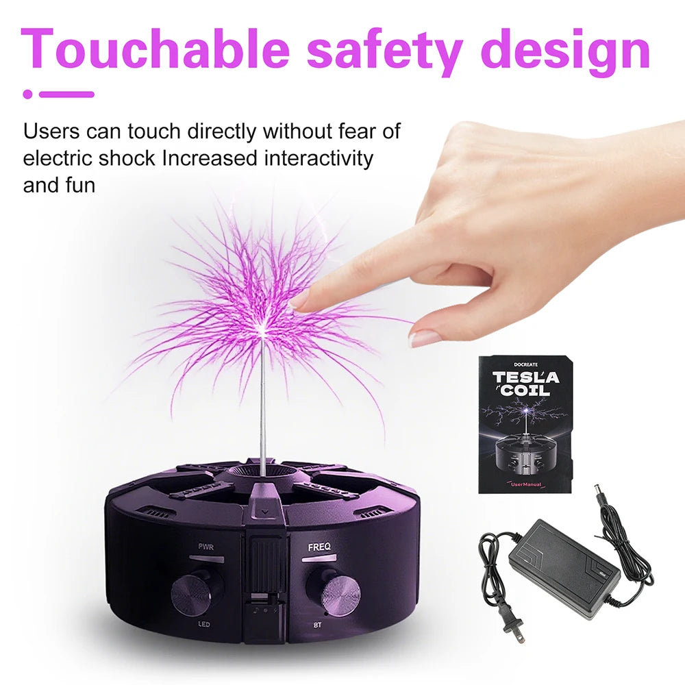 Music Tesla Coil Bluetooth Music Box Arc Generator Artificial Lightning Touchable Audio Input Bluetooth Science Experiment EU/US