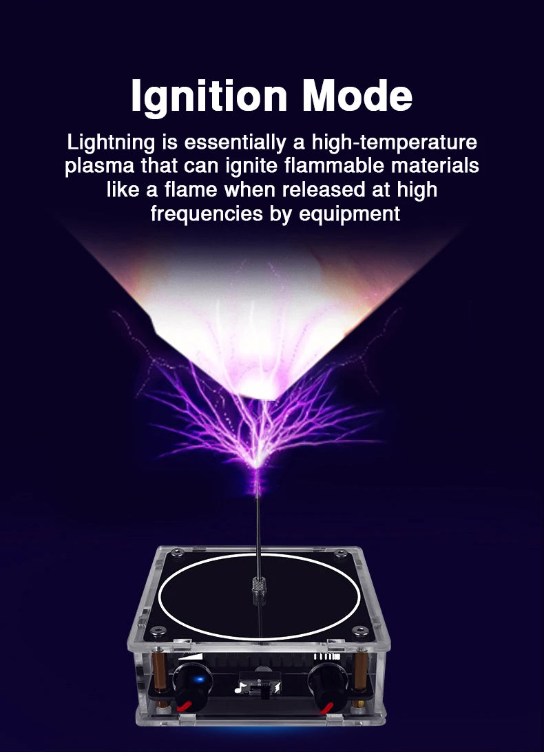 Music Tesla Coil Bluetooth/AUX Dual Mode Music Box Artificial Lightning Touchable Audio Input Bluetooth Science Experiments