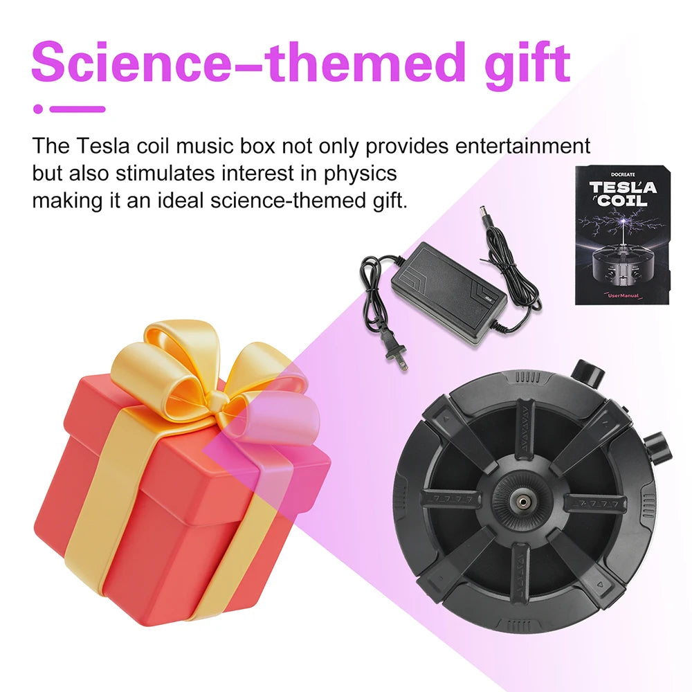 Music Tesla Coil Bluetooth Music Box Arc Generator Artificial Lightning Touchable Audio Input Bluetooth Science Experiment EU/US