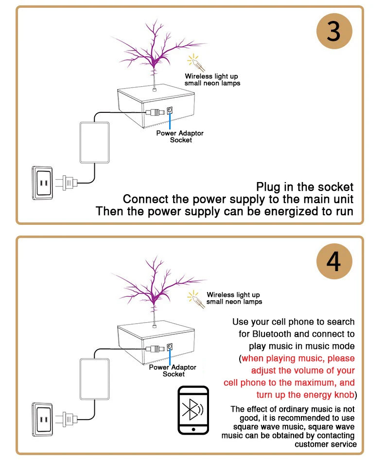 Music Tesla Coil Bluetooth/AUX Dual Mode Music Box Artificial Lightning Touchable Audio Input Bluetooth Science Experiments
