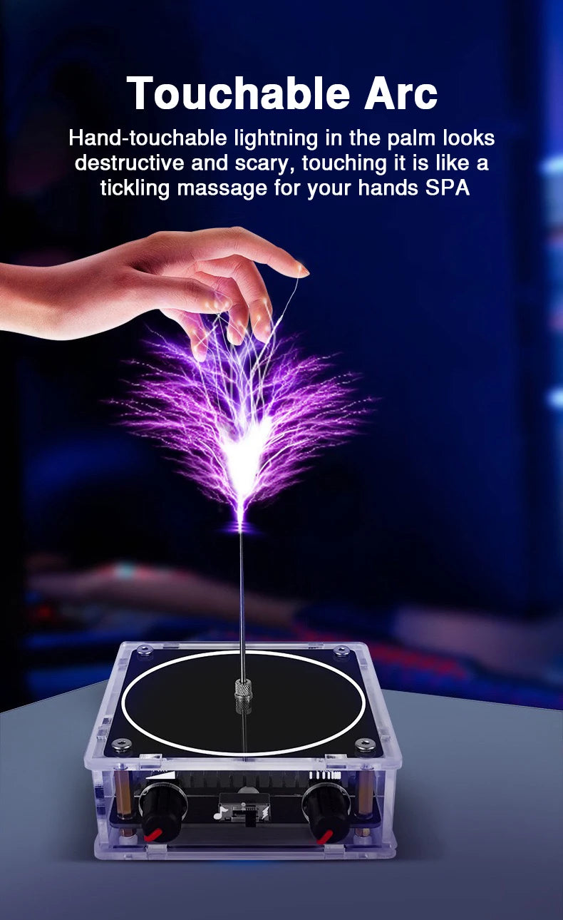 Music Tesla Coil Bluetooth/AUX Dual Mode Music Box Artificial Lightning Touchable Audio Input Bluetooth Science Experiments