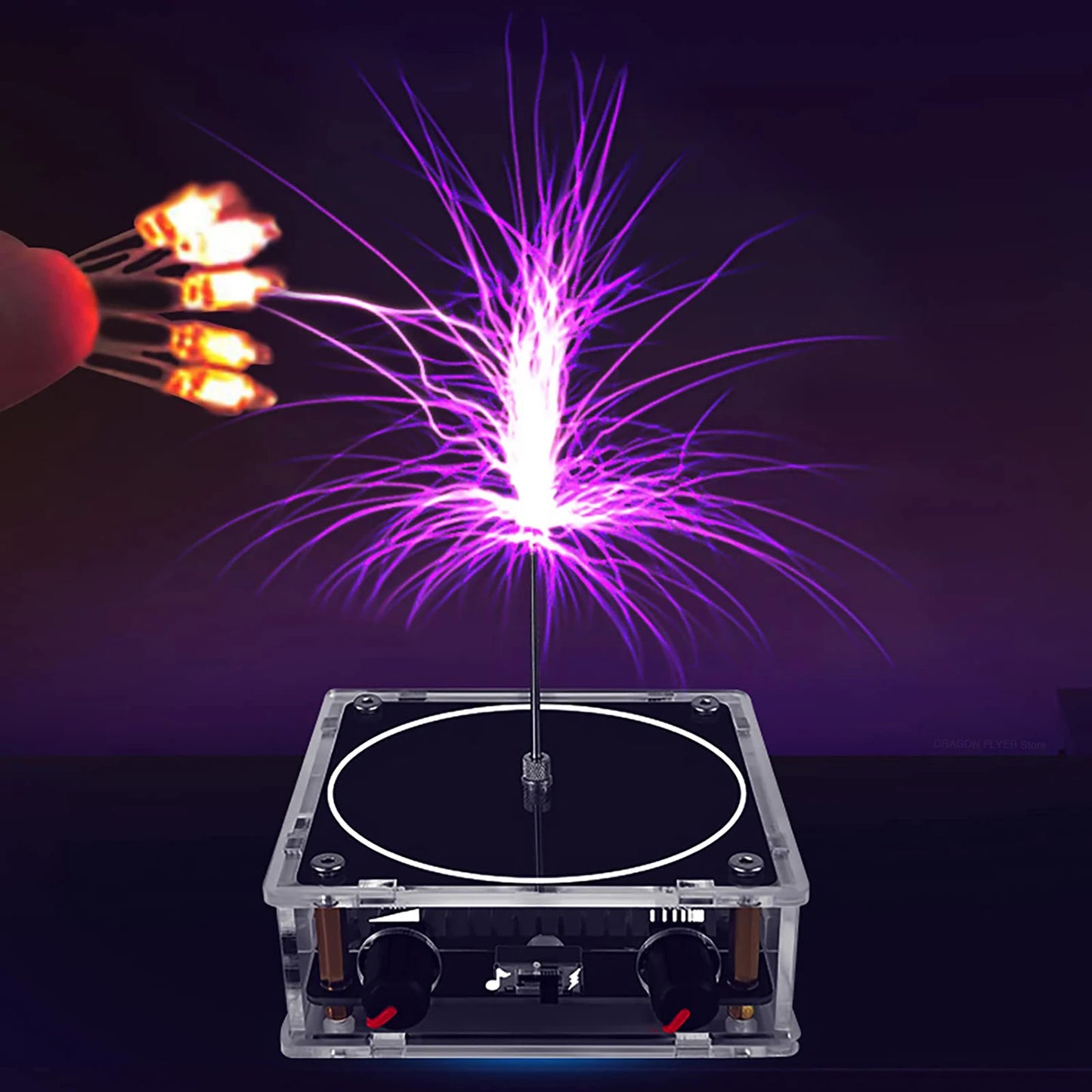 Music Tesla Coil Bluetooth/AUX Dual Mode Music Box Artificial Lightning Touchable Audio Input Bluetooth Science Experiments