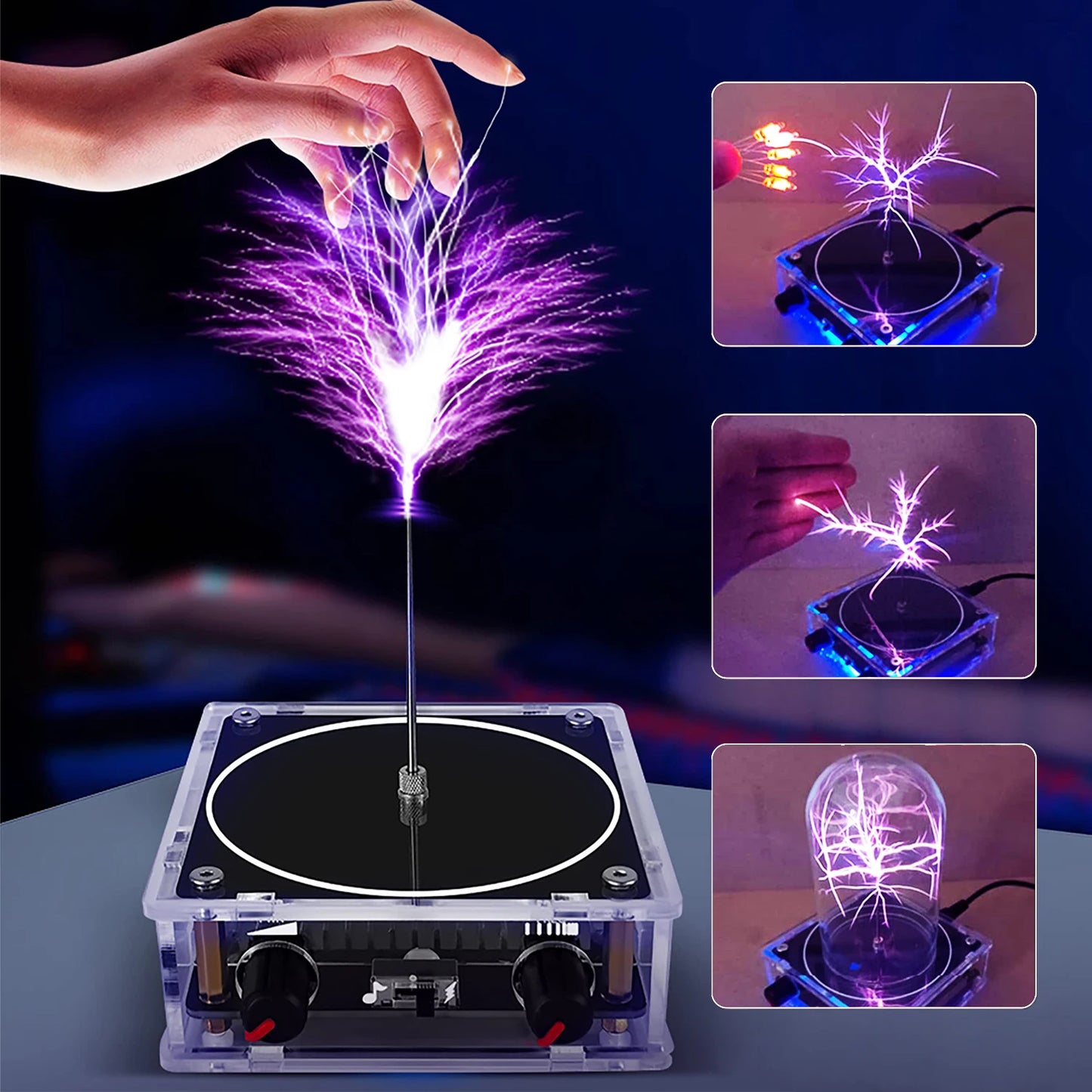 Music Tesla Coil Bluetooth/AUX Dual Mode Music Box Artificial Lightning Touchable Audio Input Bluetooth Science Experiments