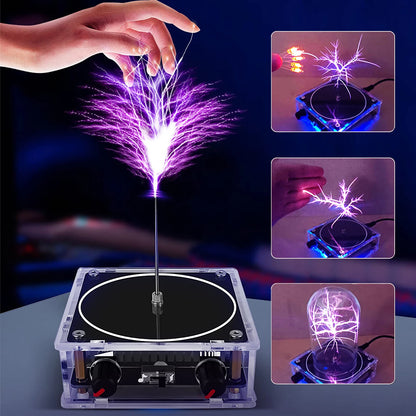 Music Tesla Coil Bluetooth/AUX Dual Mode Music Box Artificial Lightning Touchable Audio Input Bluetooth Science Experiments
