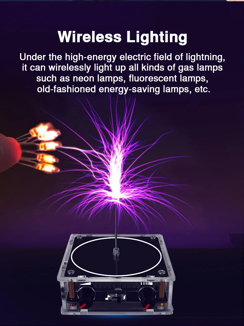 Music Tesla Coil Bluetooth/AUX Dual Mode Music Box Artificial Lightning Touchable Audio Input Bluetooth Science Experiments
